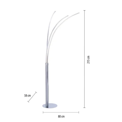 LED vloerlamp Maja, 3-lamps chroom