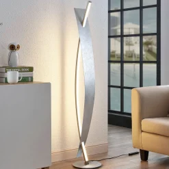 LED vloerlamp Marija, zilver, dimbaar, 140 cm