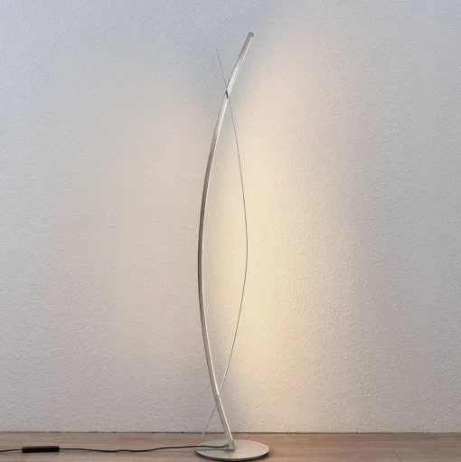 LED vloerlamp Marija, zilver, dimbaar, 140 cm