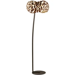 LED vloerlamp Narisa, roségoud/bruin