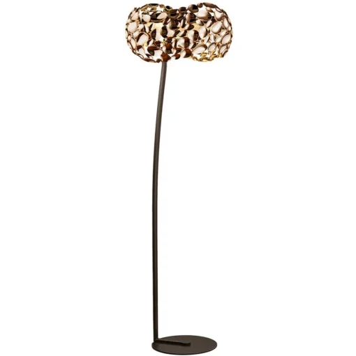 LED vloerlamp Narisa, roségoud/bruin