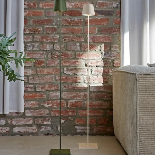 LED vloerlamp Nuindie IP54 120 cm rond USB-C dune beige