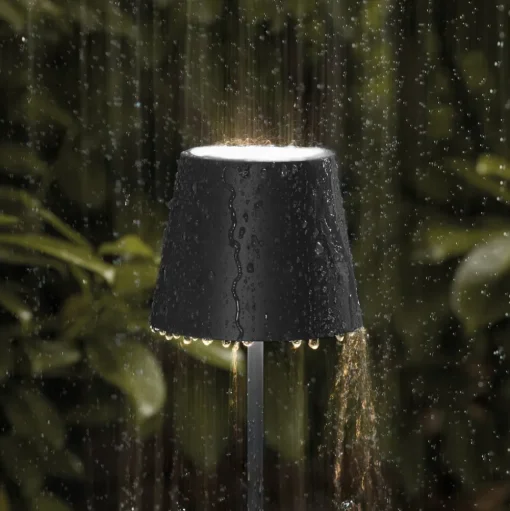 LED vloerlamp Nuindie IP54 120 cm rond USB-C zwart