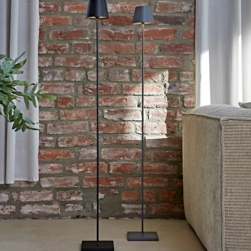 LED vloerlamp Nuindie IP54 120 cm rond USB-C zwart