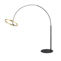LED vloerlamp One Bow FL, zwart/messingkleurig, staal SLV