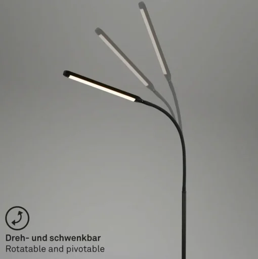 LED vloerlamp Pivaz justeerbaar touchdim zwart