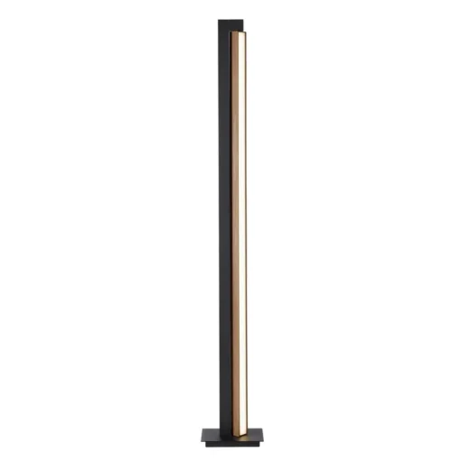 LED vloerlamp PURE Lines, zwart, hout, afstandsbediening, 140 cm