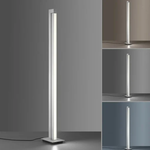 LED vloerlamp PURE Lines, zilver, afstandsbediening, 140 cm