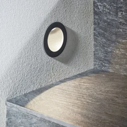 LED wand inbouwlamp Pordis, IP65, rond