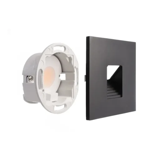 LED wand inbouwlamp SET Alwaid zwart 8 x 8 cm niveau 2.700K