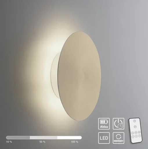 LED wandlamp batterij Puntua Ø 18 cm messing mat