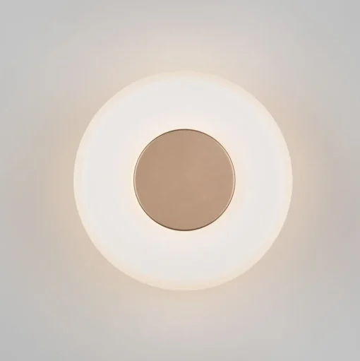 LED wandlamp Celeste, bruin/wit, Ø 22 cm glas dimbaar