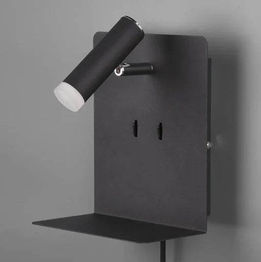 LED wandlamp Element met schap zwart mat