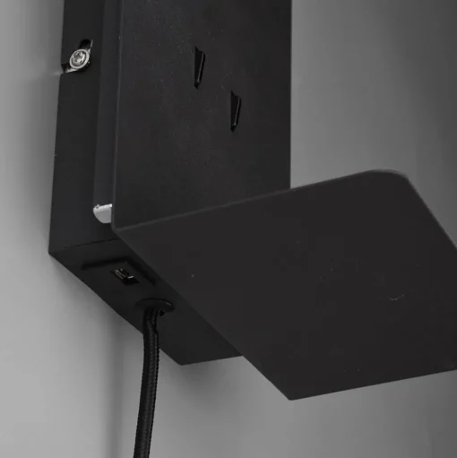LED wandlamp Element met schap zwart mat