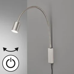 LED wandlamp Justi, nikkelkleurig, hoogte 52 cm, metaal