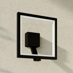 LED wandlamp Lucande Square, antraciet, metaal, IP65