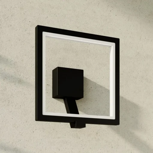 LED wandlamp Lucande Square, antraciet, metaal, IP65