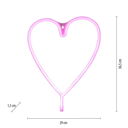 LED wandlamp Neon Hart, USB