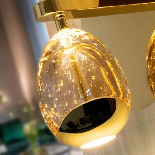 LED wandlamp Rocio, metaal, glas, 1-lamp, goud
