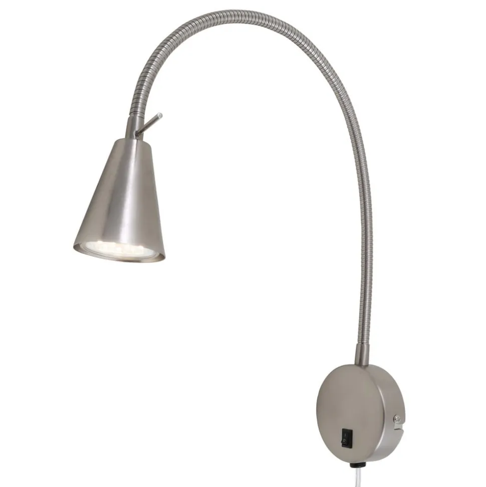 LED wandlamp Tusa, nikkel, metaal, 45 cm, flexibele arm