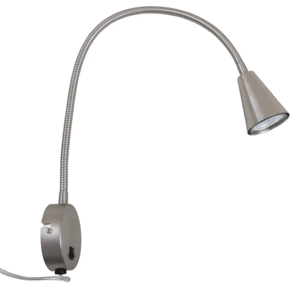LED wandlamp Tusa, nikkel, metaal, 45 cm, flexibele arm