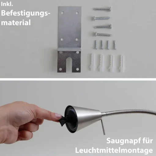 LED wandlamp Tuso, nikkel, bedmontage, metaal
