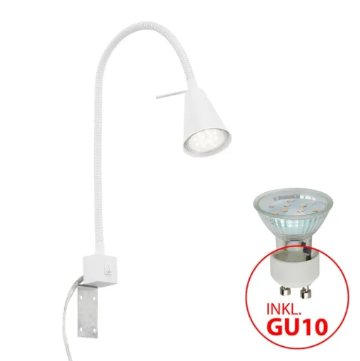LED wandlamp Tuso, wit, montage op bed, metaal