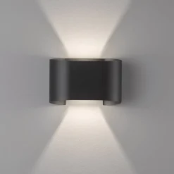 LED wandlamp Wall, 2-lamps, rond, zwart