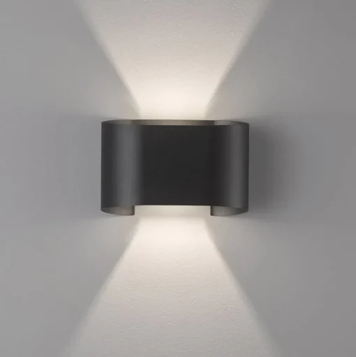 LED wandlamp Wall, 2-lamps, rond, zwart