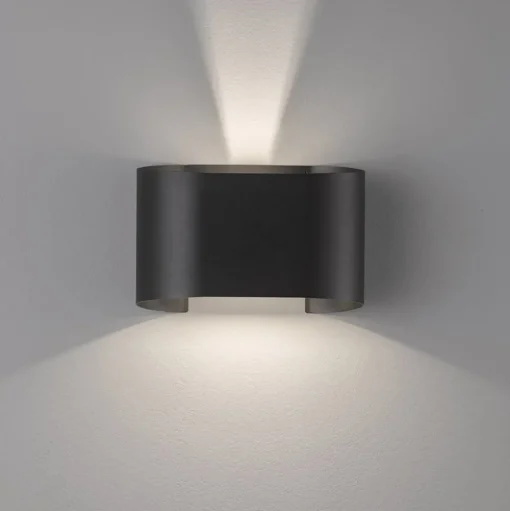 LED wandlamp Wall, 2-lamps, rond, zwart