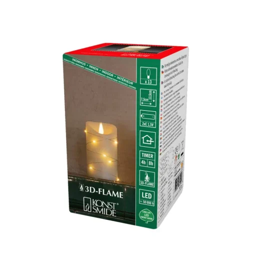 LED waskaars crème Lichtkleur amber Hoogte13cm