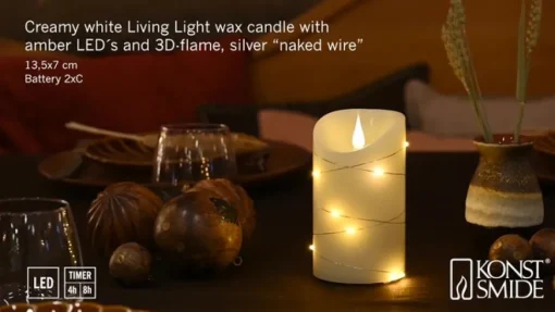 LED waskaars crème Lichtkleur amber Hoogte13cm