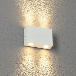 LED-buitenwandlamp Henor in wit met 2 lichtpunten