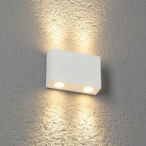 LED-buitenwandlamp Henor in wit met 2 lichtpunten