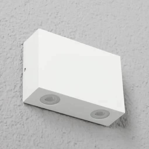 LED-buitenwandlamp Henor in wit met 2 lichtpunten