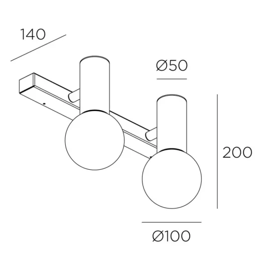 LEDS-C4 Mist badkamer-wandlamp 2-lamps zwart