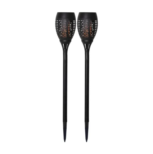 LED-solar-grondspies lamp Flame, 2 per set