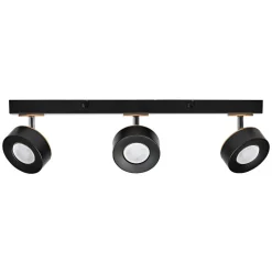 LEDVANCE LED plafondspot Pluto, staal, hout, 3-lamps, zwart