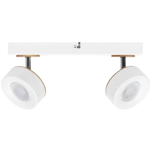 LEDVANCE LED plafondspot Pluto, staal, hout, 2-lamps, wit
