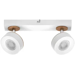 LEDVANCE LED plafondspot Pluto, staal, hout, 2-lamps, wit