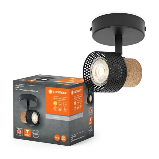 LEDVANCE LED wandspot Cork, GU10, dimbaar, zwart