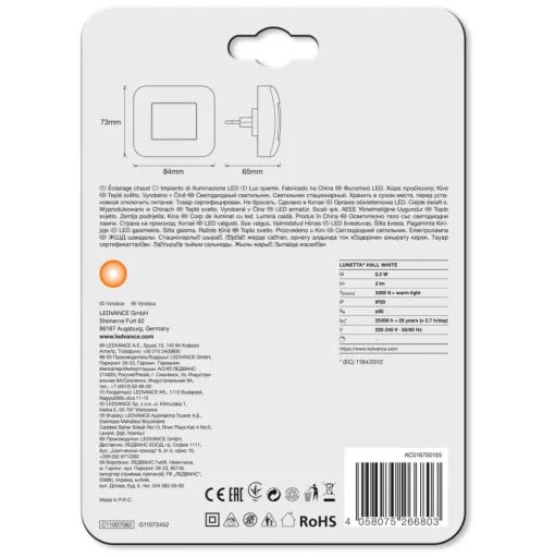 LEDVANCE Lunetta Hall White LED nachtlamp