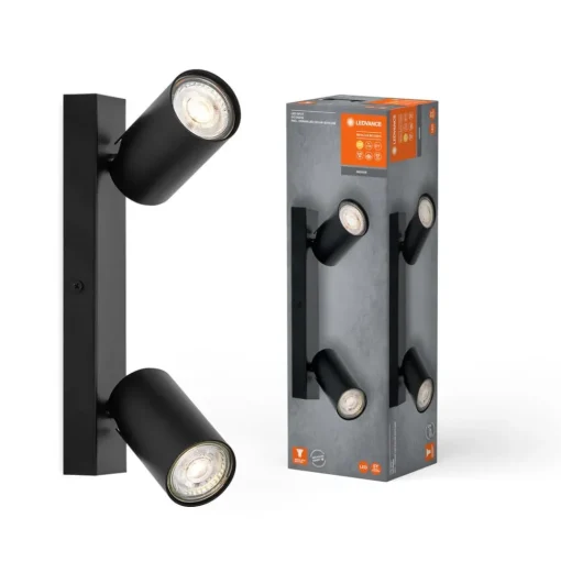 LEDVANCE Octagon LED spot, dimbaar, 2-lamps, zwart