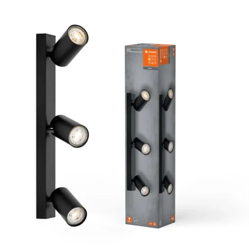 LEDVANCE Octagon LED spot, dimbaar, 3-lamps, zwart