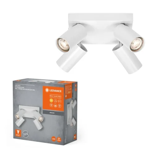 LEDVANCE Octagon LED spot, dimbaar, 4-lamps, vierkant, wit