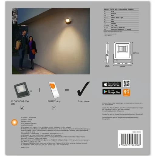 LEDVANCE SMART+ WiFi Flood wandspot 3.000K 50W