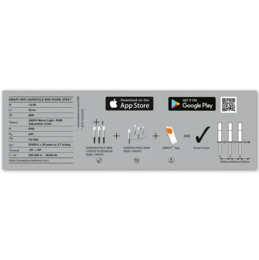 LEDVANCE SMART+ WiFi Garden Pole mini 22,7cm per 3