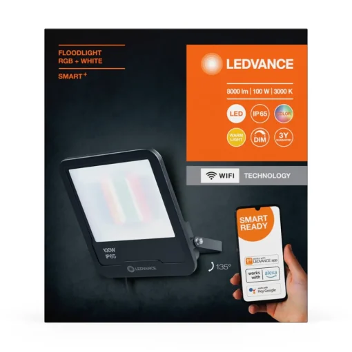 LEDVANCE SMART+ WiFi schijnwerper, RGBW zwart 100W