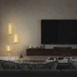 LEDVANCE vloerlamp Decor Stick 3-lamps. Hoogte 78cm, beige