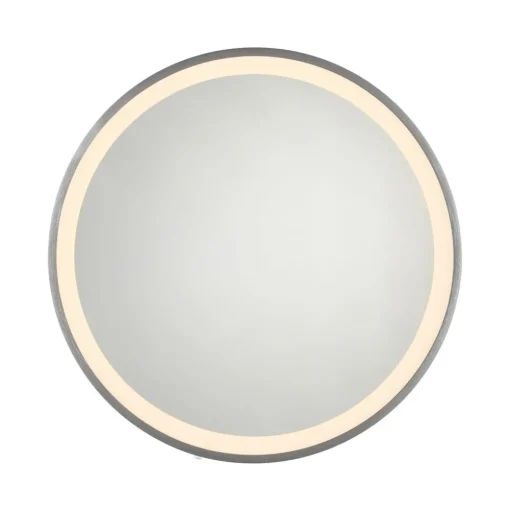 LED-wandspiegel VIDRO, grijs, Ø 46 cm, powerbank, schakelaar